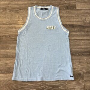 Obey Men's Women's Unisex Tank Top Blue Flowers XS Sleeveless Summer‎ Casual Top